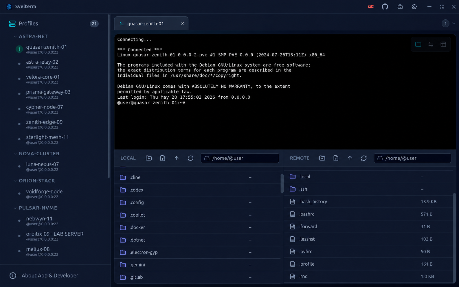 Svelterm Terminal with File Explorer
